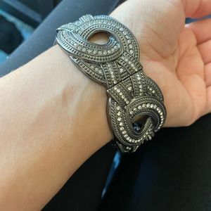 Gun metal gray with bling stretchy bracelet